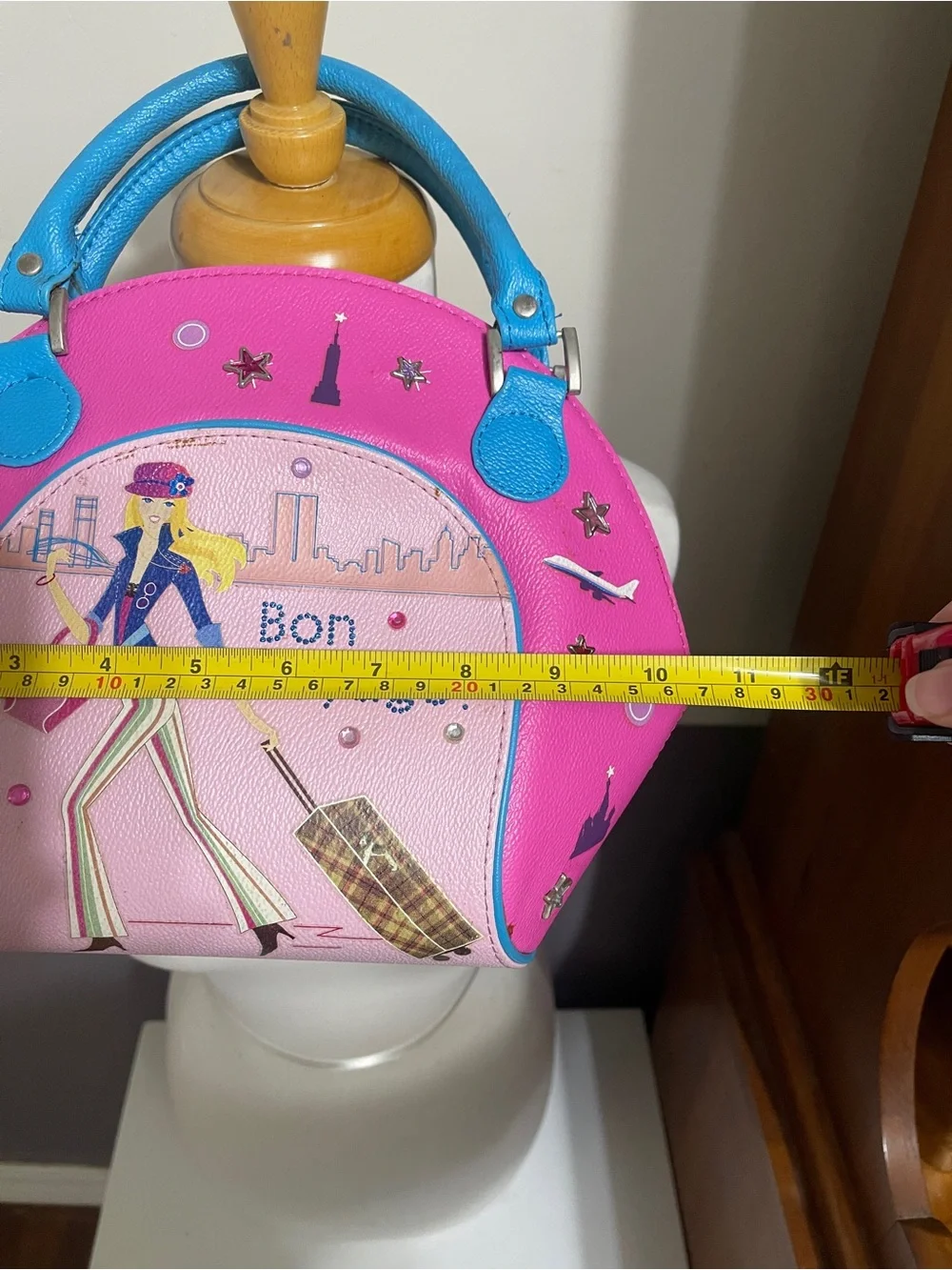 Barbie VTG Bon Voyage Pink & Blue Dome Satchel Bag